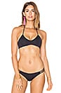 view 2 of 5 HAUT DE MAILLOT DE BAIN RÉVERSIBLE BRETELLES TRESSÉES KIRA in Black Tropical & Black