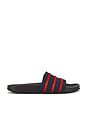 view 1 of 5 Adilette Slide in Night Navy, Better Scarlet, & Dark Brown