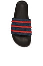 view 4 of 5 Adilette Slide in Night Navy, Better Scarlet, & Dark Brown