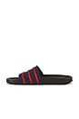 view 5 of 5 Adilette Slide in Night Navy, Better Scarlet, & Dark Brown