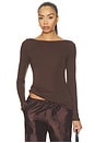 view 1 of 4 Lane Boat Neck Top in Chocolate Brown
