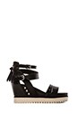 view 1 of 5 Penelope Sandal in Black & Antic Silver & Off White