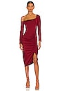 view 1 of 3 Off the Shoulder Midi Dress in Wine
