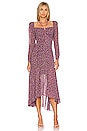 view 4 of 4 Athena Midi Dress in Brown & Purple Ditsy