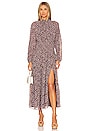 view 1 of 3 Smocked Waist Maxi Dress in Brown & Purple Ditsy