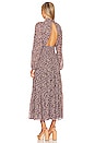 view 3 of 3 Smocked Waist Maxi Dress in Brown & Purple Ditsy