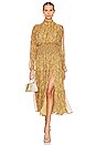 view 1 of 3 VESTIDO MAXI COM GOLA ALTA in Mustard & Brown Floral