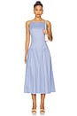 view 1 of 3 Drop Waist High Neck Dress in Cornflower Blue
