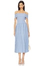 view 1 of 3 Mixed Media Off Shoulder Dress in Blue