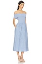 view 2 of 3 Mixed Media Off Shoulder Dress in Blue