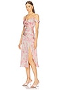 view 3 of 4 Asymmetric Ruched Waist Dress in Pink Watercolor Floral
