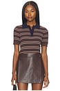 view 1 of 4 Iris Sweater in Brown & Navy Stripe