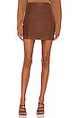 view 1 of 4 Meika Vegan Leather Skirt in Rust Brown