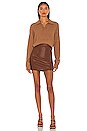 view 4 of 4 Meika Vegan Leather Skirt in Rust Brown