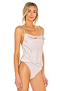 view 3 of 5 Drape Front Cami Bodysuit in Champagne