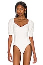 view 2 of 5 Half Sleeve Sweetheart Neck Bodysuit in White