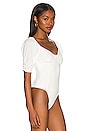 view 3 of 5 Half Sleeve Sweetheart Neck Bodysuit in White