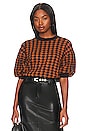view 1 of 4 Colette Sweater Top in Brown & Black Houndstooth