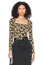 view 1 of 4 Demelza Top in Black, Yellow & Gold