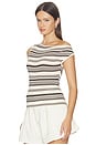 view 3 of 6 Sofia Sweater Top in Cream Brown Stripe