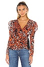 view 1 of 4 TOP MANCHES LONGUES LISSA in Red Gold Leopard
