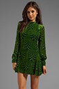 view 1 of 7 RUNWAY Wave Burnout Velvet Dress in Leaf Green