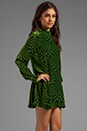 view 3 of 7 RUNWAY Wave Burnout Velvet Dress in Leaf Green