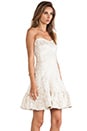 view 2 of 5 Metallic Daisy Jacquard Strapless Dress in Cream Multi