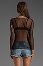 view 2 of 4 Long Sleeve Fishnet Top in Black