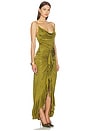view 2 of 3 Ruffle Strappy Long Dress in Vert Militaire