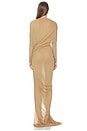 view 3 of 3 Draped Long Sleeves High Slit Dress in Argile