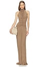 view 1 of 3 Halter Neck Front Ruched Gown in Saumatre