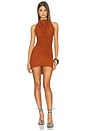 view 1 of 3 Halter Neck Front Ruched Short Dress in Terracotta