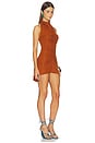 view 2 of 3 Halter Neck Front Ruched Short Dress in Terracotta