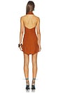 view 3 of 3 Halter Neck Front Ruched Short Dress in Terracotta