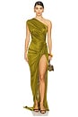 view 5 of 6 Draped Asymmetric Skirt in Vert Militaire