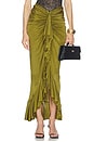 view 1 of 6 Ruffle Long Skirt in Vert Militaire