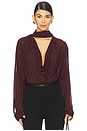 view 1 of 4 BLUSA CON CUELLO DRAPEADO in Burgundy