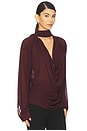 view 2 of 4 BLUSA CON CUELLO DRAPEADO in Burgundy