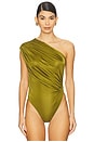 view 2 of 5 BODY DRAPEADO ASSIMÉTRICO in Vert Militaire