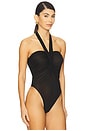 view 3 of 5 Strap Halter Neck Bodysuit in Black