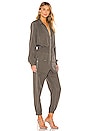 view 2 of 3 Washed Silk Long Sleeve Utility Jumpsuit in Olive Drab