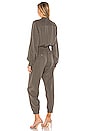 view 3 of 3 Washed Silk Long Sleeve Utility Jumpsuit in Olive Drab