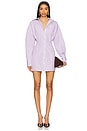 view 2 of 5 Long Sleeve Shirt Dress in White & Purple