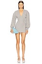 view 1 of 4 Long Sleeve Fleece Mini Dress in Melange Grey