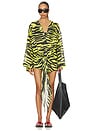 view 2 of 4 Zebra Wrap Mini Dress in Black & Yellow