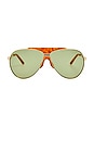 view 1 of 3 Amelia Sunglasses in Yellow Gold, T-Shell, & Green