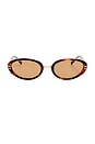view 1 of 3 Oval Sunglasses in T-shell, Yellow Gold, & Brown