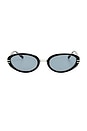view 1 of 3 Oval Sunglasses in Black, Silver, & Grey