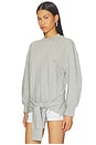 view 2 of 5 Fleece Tie Sweatshirt in Melange Grey